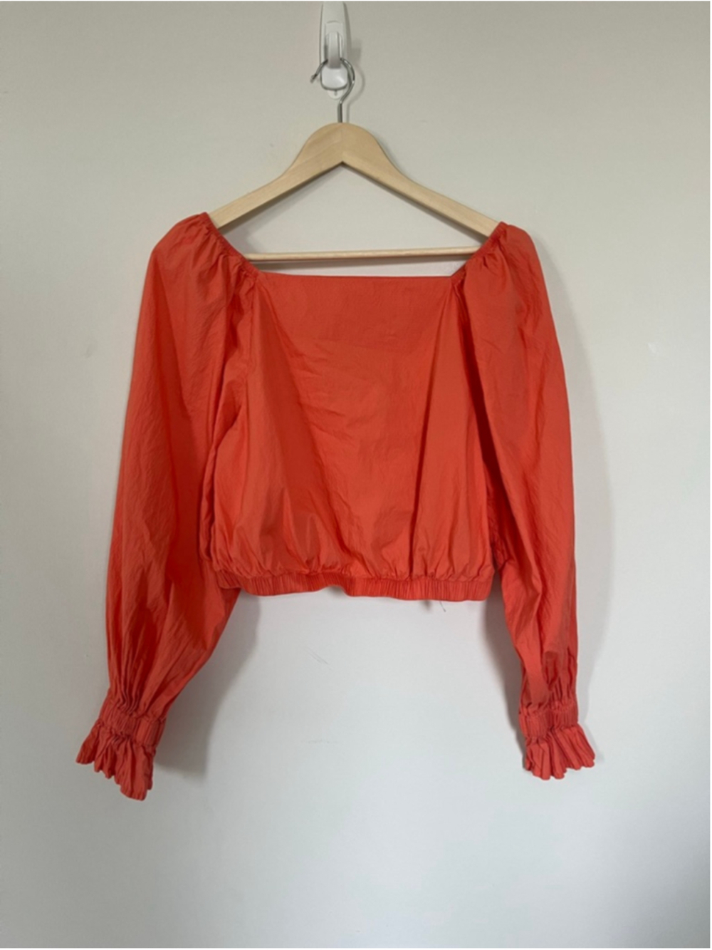Square Neck Peasant Puff Sleeve Levi's Orange Crop Top Festival Summer Concert